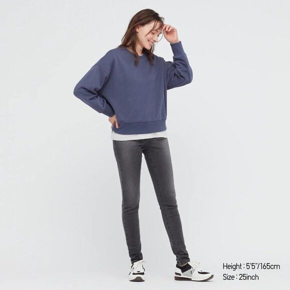 Uniqlo Faded Black Pull On Lined Mid-Rise Skinny Jeans - Picture 1 of 6
